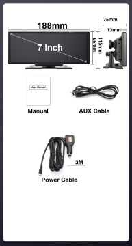Navigație universală portabilă, Android Auto, Apple CarPlay prin Wi-Fi, 7Inch