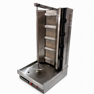 Professional stainless steel rotisserie - DenisNetwork with 5 burners, for shawarma, kebab fast food
