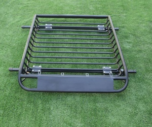 Roof rack, metal roof rack, steel grille 160*101 cm with mounting on longitudinal crossbars, metallic black - Img 5