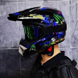 Set Cască Cross Blaze FX cu Mănuși, Ochelari, Cagulă și Suport de Perete pentru Motociclete, Dirt Bike, Enduro, Atv, Mărime S, M, L, XL - Flytec™ - Img 5