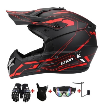 Set Cască Moto Cross și ATV RedLine cu Ochelari, Mănuși, Cagulă și Suport - Enduro, Dirt Bike, S-XL - Flytec™