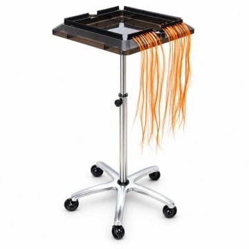 Tavă Profesională Coafor cu Roți, Reglabilă 75–112 cm, Suport Ucenic Extensii Păr
