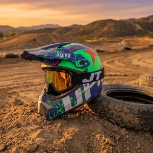 set casca moto cross electric ufo cu ochelari protectie manusi si cagula pentru dirt bike enduro