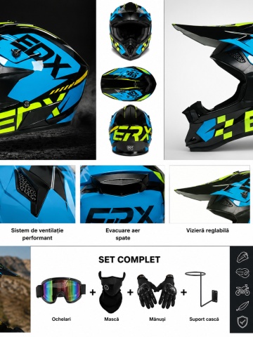 Vortex Premium Cross Helmet Set with Gloves, Goggles, Balaclava and Helmet Mount for Motorcycles, Enduro, ATV and Dirt Bike - Flytec™ - Img 3