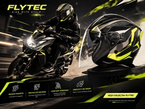 casca moto modulara neagra cu mecanism rabatabil si viziera transparenta anti vant  denisnetwork - flytec