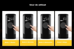 Преносим въздушен компресор с дигитален LED дисплей, USB акумулаторна батерия - идеален за автомобилни гуми, велосипеди, мотоциклети и спортна екипировка - Img 3