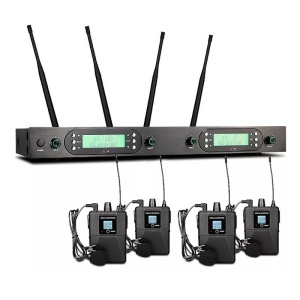Sistem Profesional 4 Lavaliere Radio Wireless UHF Tip Cască cu Receptor și 200 de Frecvențe Selectabile