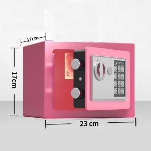 Seif digital culoare roz cu usa deschisa si dimensiuni 17x23 cm pentru copii - Educate™