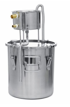Distilator din inox montat, cu vas de răcire și furtun flexibil - DenisNetwork