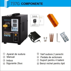 Aparat/mașină pentru sudat baterii în puncte SUNKKO 737G Premium cu dublu puls - Img 2