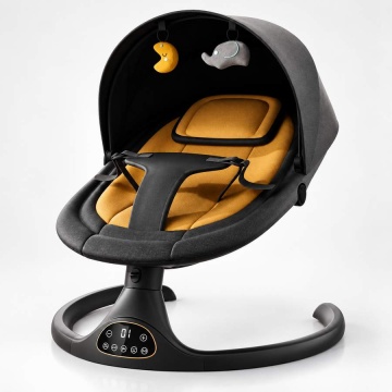 Balansoar electric bebeluși negru cu auriu, cu tăviță de masă, telecomandă, control din aplicație și cutie cadou, leagăn automat pentru nou-născuți - Dr.Denis™