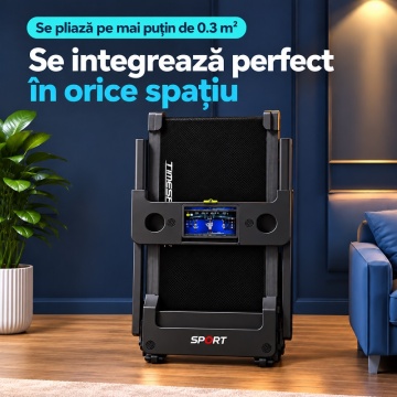Bandă de Alergare Electrică TimeSports JC-520, Pliabilă, Motor 2.5 CP, Viteză 1–10 km/h, Amortizare 7 Straturi, LCD, Difuzoare Integrate, Negru - Img 4