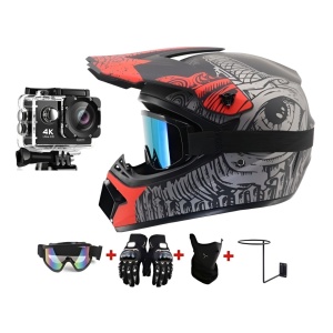 Set casca cross motocross Eye Fury cu manusi ochelari si cagula protectie completa ATV enduro - Flytec™