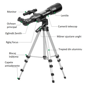 Educational refractor astronomical telescope with aluminum tripod - Starboosa 360 mm with metal housing and glass lenses - Img 2