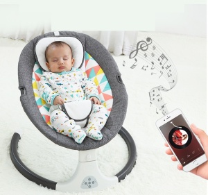 Electric Baby Swing, Baby Rocking Chair with Swing Steps, Protective Net, Bluetooth Connection, Remote Control, USB, Toys and Melodies - Img 3