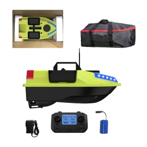 Fishing boat/model boat with GPS (99 Points) for baiting / baiting / carp baiting with Flytec D22 remote control, 3 tanks, 2 motors, 12000mAh battery