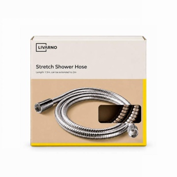 Furtun duș extensibil LIVARNO 1,5–2 m, flexibil și rezistent, finisaj cromat