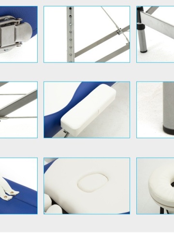Masă masaj premiun, 220 cm x 70 cm cu înălțime reglabilă, Pat masaj ușor, din aluminiu, cu 3 zone, portabil cu husă și toate accesoriile, SPA, cosmetică, tatuaje, aplicare gene - Img 4