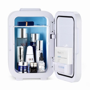 Mini frigider de 8L cu oglinda si lumina LED, cosmetice cu funcție de încălzire/răcire, farduri, fonduri de ten, creme, ruj sau seturi de Make Up Beauty - Img 6