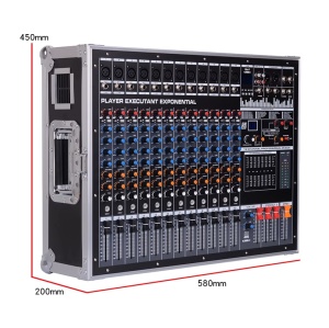 Mixer audio profesional 16 canale, 1800W x 2, 12 intrări microfon/instrumente, funcție karaoke, efecte, bluetooth, USB/SD, LCD - Img 4