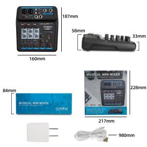Mixer audio profesional cu Bluetooth Record Multi-purpose 4 canale Input Mic Line Insert Stereo USB Playback, USB Interface and a Sound Card - Img 7