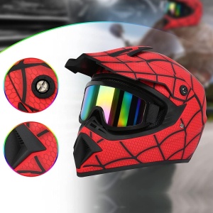 Set Cască Spiderman pentru Cross, cu Mănuși, Ochelari, Cagulă / Motociclete, Dirt Bike, Enduro, Atv, Mărime S, M, L, XL - Flytec™ - Img 2
