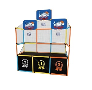 Set coș de baschet triplu pentru copii, cu 10 mingi și pompă de aer, interior/exterior, 3-12 ani - Img 1