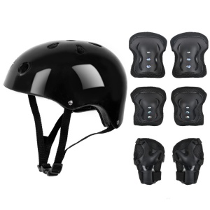 Set of helmet, knee pads, protective elbow pads and wrist guards for children for bicycle, cycling, skating, rollerblading, skateboarding - Flytec™