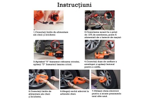 Set scule 3 în 1 - cric hidraulic electric 5T + Pompă de umflare 10 bar + cheie de roți cu impact electrică, portabilă, la 12 V cu valiză - Img 7