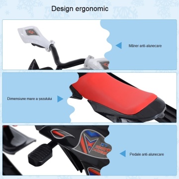 Sanie-snowmobil de 125 cm, cu direcție, frână și amortizor