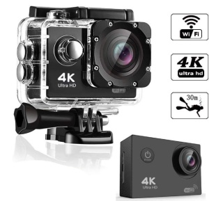 Cameră Video Sport, Action Camera, 4K Ultra HD, 16 Mp, Wifi, Waterproof 30 metri, LCD 2" + Accesorii Prindere Cadou - Flytec™