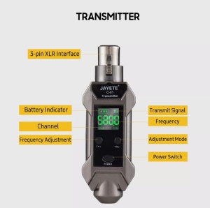 Transmițător Wireless pentru microfon XLR , Adaptor pentru microfon cu 16 canale, Potrivit pentru microfon dinamic și condensator, cu baterie reîncărcabilă 48V - Img 7