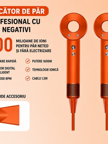Uscător de păr profesional / Feon cu Ioni Negativi 1600W, uscare rapidă, păr neted fără electrizare - Img 2