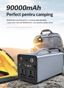 Stație de alimentare portabilă 300W pentru laptop, camping și panou solar - DenisNetwork