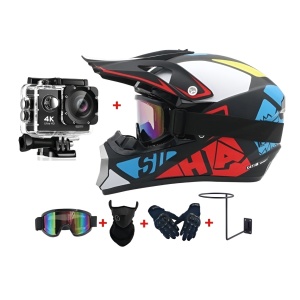 Комплект каска Nitro X Cross / Enduro / ATV / Мотоциклет + 4k Wi-Fi спортна видеокамера + ръкавици + очила + балаклава и стенен монтаж - Flytec™