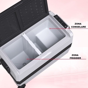 Frigider + congelator 60l bicameral cu coșuri - auto rulotă, camion, 12-24/220V, cu congelare -20°C