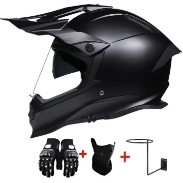 Cască Moto Adventure Black Rider Full Face Negru cu Vizieră Etanșă și Ochelari Integrați - Touring, Enduro, On/Off-Road, M-XXL - Flytec™