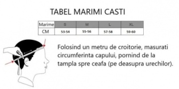 Tabel de mărimi și ghid de măsurare pentru cască cross și ATV, XS-XL