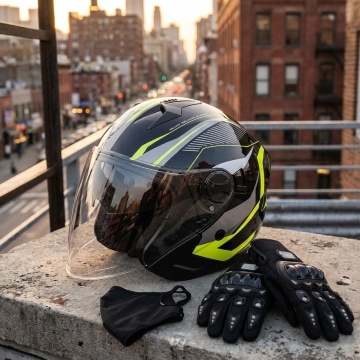 Cască Moto Scuter Modulară Flip-Up Urban Core cu Vizieră Dublă și Ventilație + Mănuși și Cagulă - Motocicletă Urbană, M-XXL - Flytec™