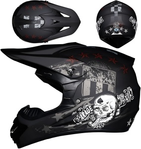 Casca Cross Dark Skull vedere multipla design negru cu craniu pentru Enduro si ATV - Flytec™