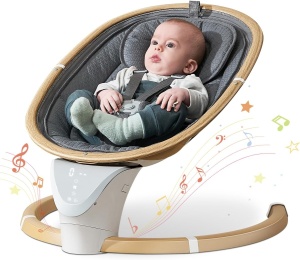 Electric Baby Swing, 5 Rocking Levels, Touch Screen, Bluetooth Connection, Music and Remote Control