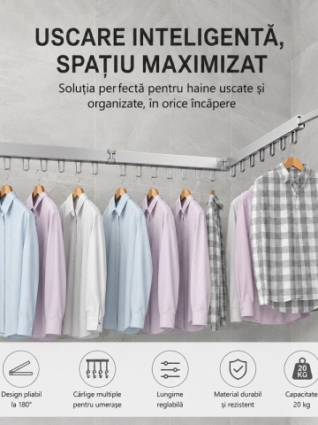 Foldable hanger rack 200 cm, 24 hangers, durable and resistant, adjustable, 180° rotation, made of aluminum, gray - Img 4