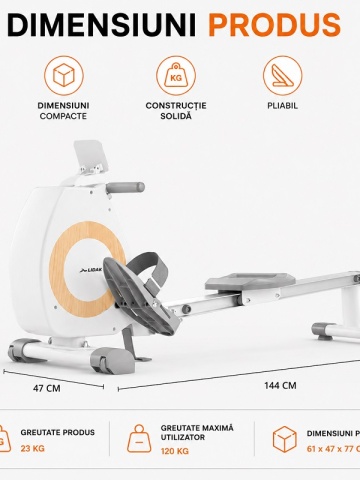 Foldable Magnetic Rowing Machine, 8 Resistance Levels, Dedicated App, Tablet Holder, Aluminum Rail - Img 7