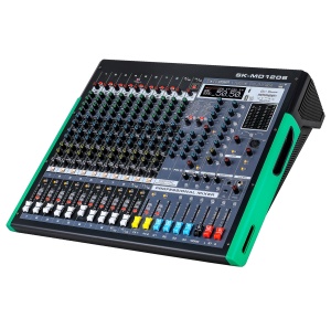 Fugue MD-1206 audio mixer, 12 channels with USB and Bluetooth, LED indicator, microphone/instrument inputs, karaoke function, effects, Bluetooth, USB/SD, LCD - Img 2