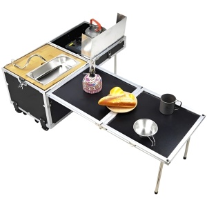 Kit bucătărie mobilă de camping cu 4 module de lucru- compactă, durabilă și ușor de transportat - Flytec™ - Img 1