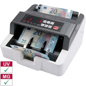 Mașină de numărat bancnote/bani și detecție falsuri, monitor client LCD, verificator de autenticitate UV/MG/MT/IR/DD, 1000 bancnote/min, 80W - DenisNetwork™ - Img 3