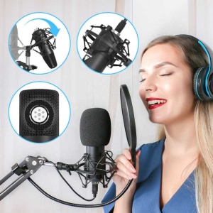 Microfon Profesional Maono Condensator pentru Studio, cu Stand Metalic pentru Podcast, Gaming, Streaming, YouTube, Voice Over, Studio, Home Recording - Img 8