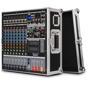 Mixer audio profesional 12 canale, 600W x 2, 12 intrări microfon/instrumente, funcție karaoke, efecte, bluetooth, USB/SD, LCD - Img 1