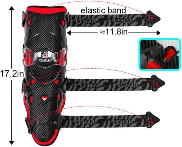 Genunchieră moto negru-roșu cu benzi elastice ajustabile