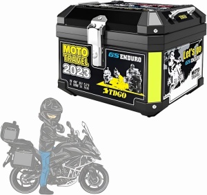 Motorcycle Luggage Box, Aluminum Top Case, for Storage, GS Enduro, Waterproof, 45 OR 57 liters, Faux Leather Interior, Motorcycle, UNIVERSAL Mounting Kit Included - Img 1